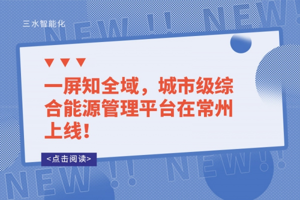 一屏知全域，城市級(jí)綜合能源管理平臺(tái)在常州上線！